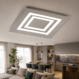 Plafoniera 50 cm grigio perla quadrata moderna led cct 3000k 4000k