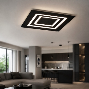 Plafoniera 50 cm quadrata nero led cct 3000k 4000k moderna per ufficio