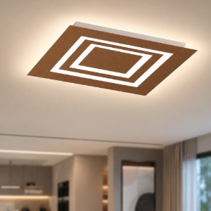 Plafoniera 50 cm ruggine quadrata moderna led cct 3000k 4000k per soggiorno