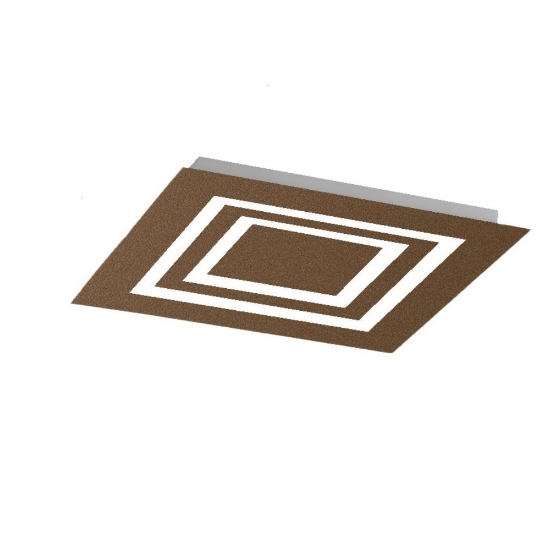 Plafoniera 50 cm ruggine quadrata moderna led cct 4000k 4000k per soggiorno