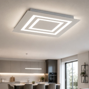 Plafoniera 50 cm quadrata tortora moderna led cct 3000k 4000k dimmerabile