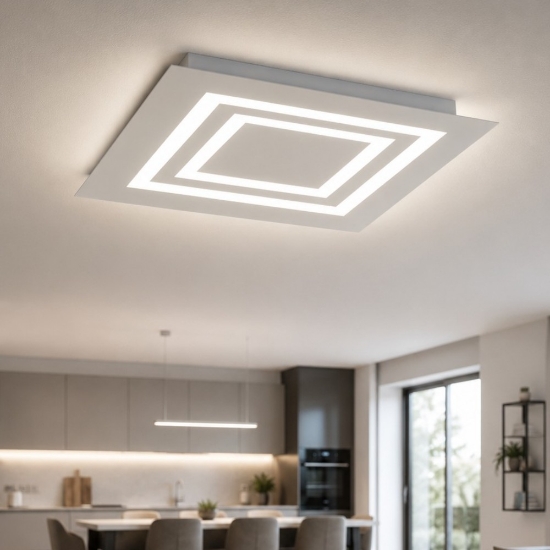 Plafoniera 50 cm quadrata tortora moderna led cct 3000k 4000k dimmerabile