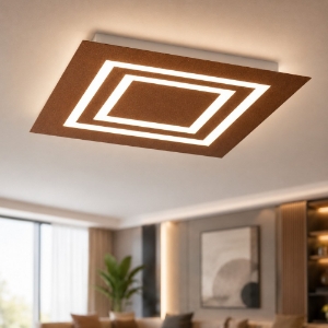 Plafoniera 50 cm rame opaco quadrata moderna led cct 3000k 4000k per salotto