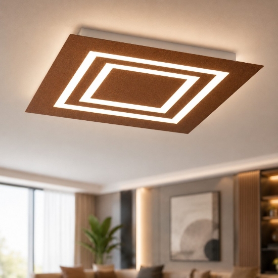 Plafoniera 50 cm rame opaco quadrata moderna led cct 3000k 4000k per salotto