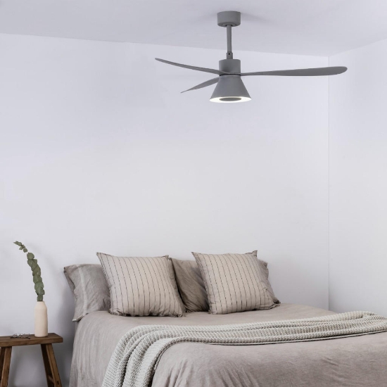 Ventilatore da soffitto grigio con led cct 2700k 3500k 4000k app tuya motore silenzioso 28 mq
