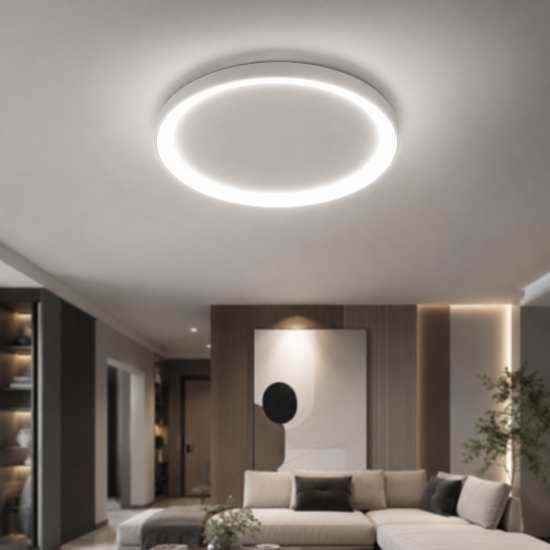Plafoniera bianca rotonda 60cm led cct 60w 3000k 4000k vivida lifering-r