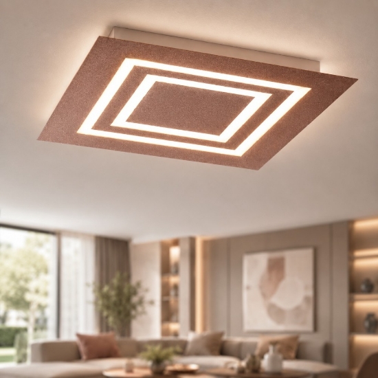 Plafoniera 50 cm oro rosato design moderna quadrata per soggiorno led cct 3000k 4000k