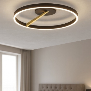Plafoniera rotonda nero e oro dimmerabile led cct da 3000k a 6000k con telecomando