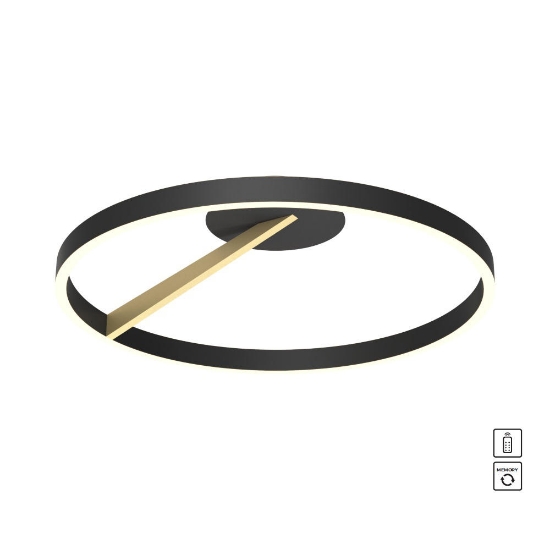 Plafoniera rotonda nero e oro dimmerabile led cct da 3000k a 6000k con telecomando