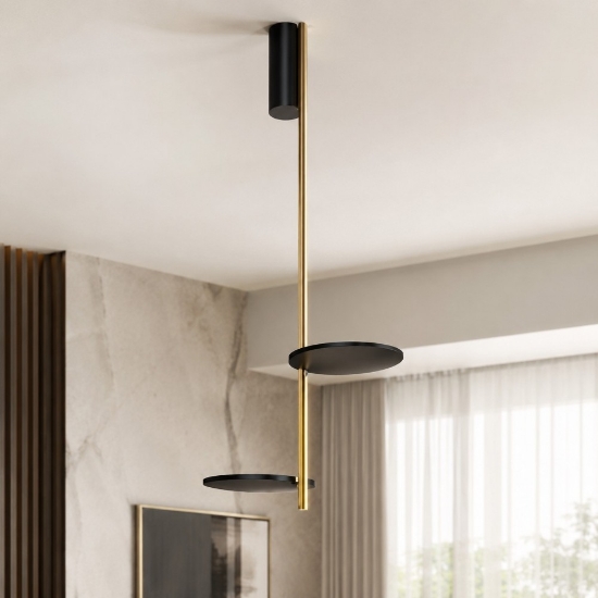 Stilnovo kimia plafoniera moderna nero e oro led 2700k orientabili