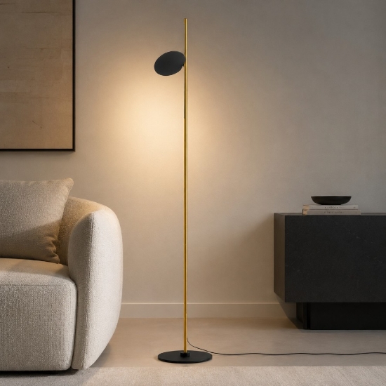 Stilnovo kimia piantana nero e oro led 2700k orientabile