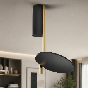 Plafoniera moderna stilnovo kimia nera e oro orientabile led 2700k