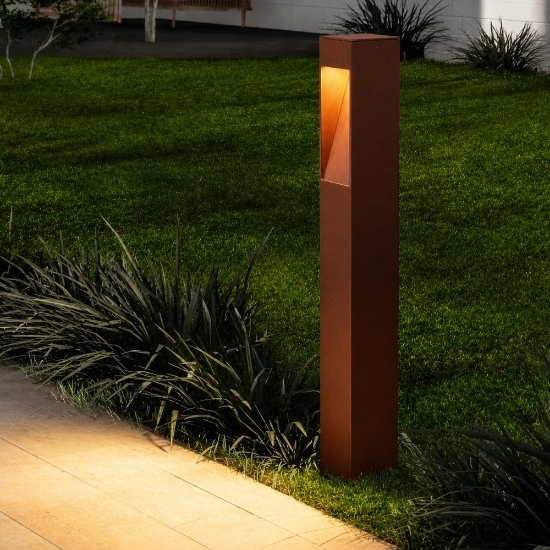 Lampione corten da giardino per esterno led 7w 3000k