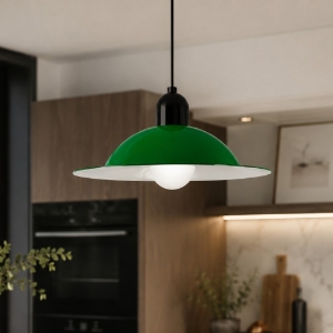 Stilnovo lampiatta lampadario da cucina disco metallo verde 28 cm