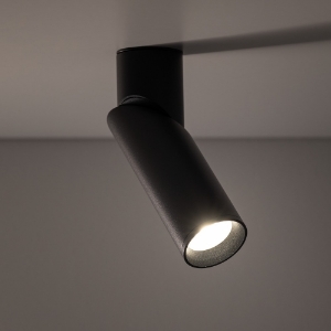 Faretto da soffitto parete cilindro nero orientabile gu10