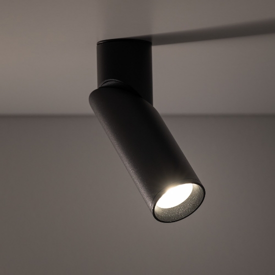 Faretto da soffitto parete cilindro nero orientabile gu10