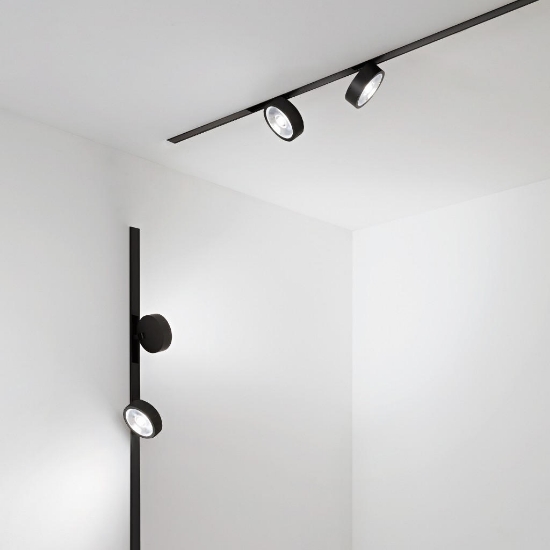 Ego ideal lux faretto per binario monofase nero led 9w 1100lm 3000k orientabile