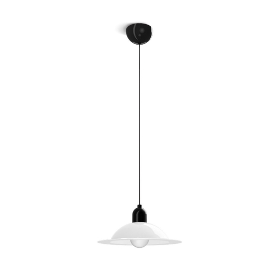Sospensione per isola cucina 28cm disco metallo bianco stilnovo lampiatta