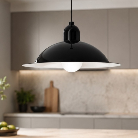 Lampadario per cucina nero lucido stilnovo lampiatta 28cm