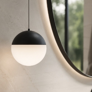 Lampadario a sospensione sfera nera led 10w 3000k per bagno
