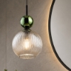 Lampada a sospensione per bagno vetro ambra verde