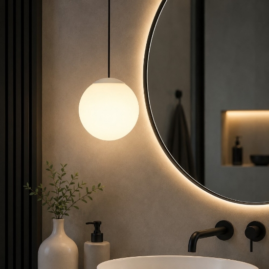 Linea light oh! s65 lampada sfera a sospensione led 7w 3000k per bagno