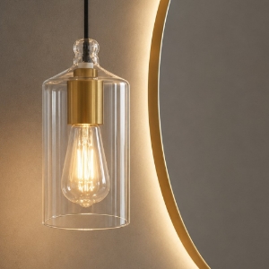 Miloox lampada ebe a sospensione oro per bagno moderna vetro trasparente