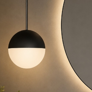 Lampadario da bagno a sospensione sfera led 5w 3000k nera