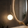 Lampadario da bagno oro sfera vetro bianco