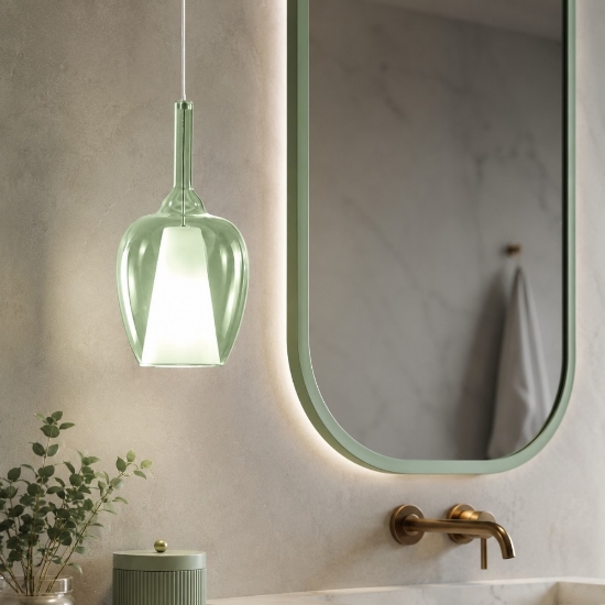 Gea luce ofelia lampadario a sospensione verde per bagno