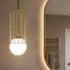 Lampadario pendente maytoni telford oro sfera bianca da bagno
