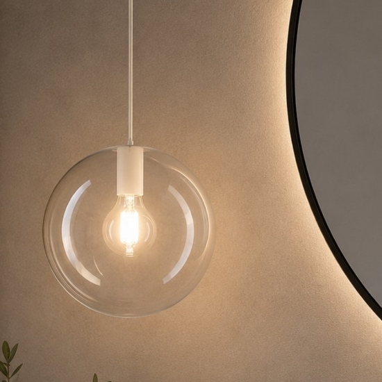 Lampada a sospensione per bagno toplight eclipse sfera trasparente