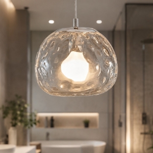 Lampada a sospensione da bagno sfera vetro trasparente perenz illuminazione skin