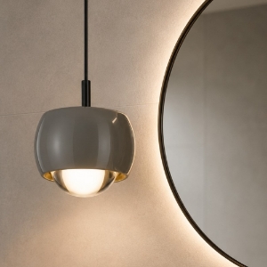 Lampadario da bagno pendente a sospensione sferica grigio design moderna led 13w 3000k