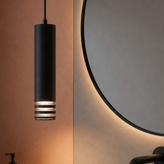 Lampadario a sospensione per bagno cilindro di nero gea luce emily