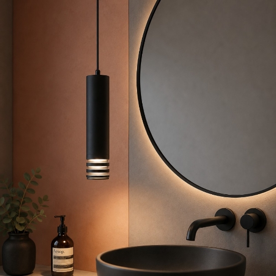 Lampadario a sospensione per bagno cilindro di nero gea luce emily