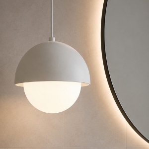 Lampadario da bagno a sospensione beige sfera 17 cm