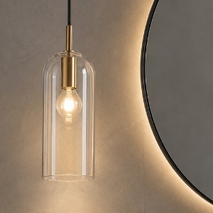 Lampadario a sospensione coro perenz vetro trasparente per bagno
