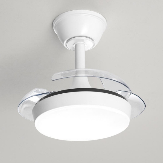 Ventilatore a plafoniera bianco da soffitto con luce pale richiudibili con telecomando