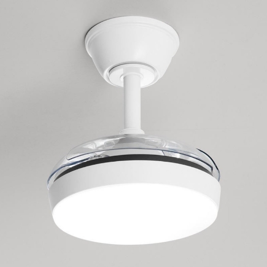 Ventilatore a plafoniera bianco da soffitto con luce pale richiudibili con telecomando