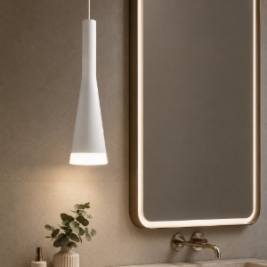 Lampada a sospensione per bagno bianca led 7w 3000k perenz cone