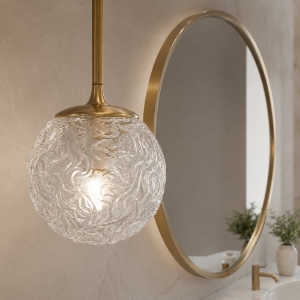 Maytoni ligero lampadario a sospensione per bagno con sfera in vetro decorato
