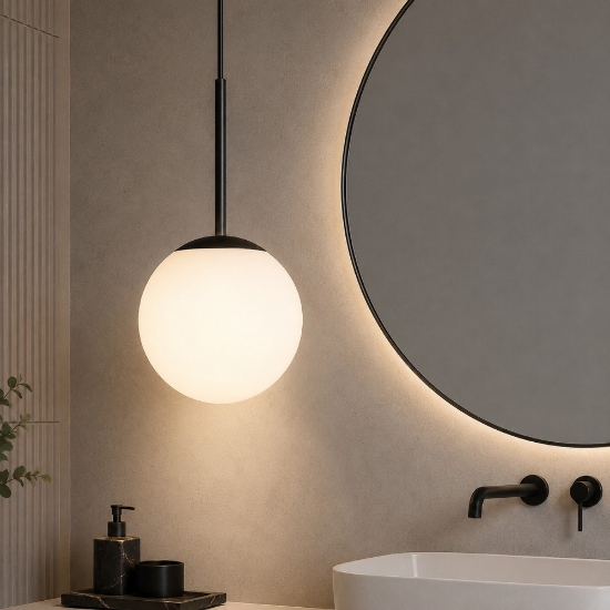 Maytoni basic form lampadario a sospensione nera moderna per bagno