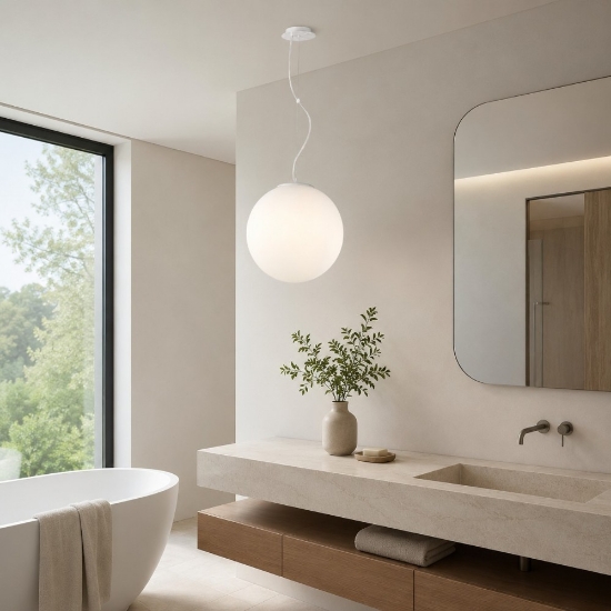 Mapa bianco sp1 d30 ideal lulx lampadario per bagno sfera vetro bianco