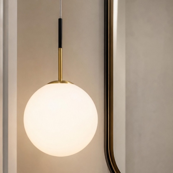 Lampadario per bagno a sospensione sfera vetro miloox jugen