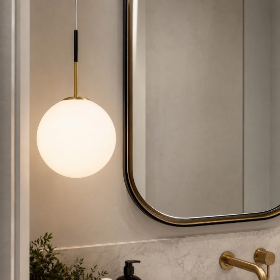 Lampadario per bagno a sospensione sfera vetro miloox jugen