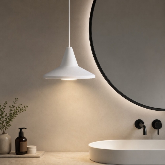 Lampadario a sospensione per bagno bianca led 3000k dimmerabile