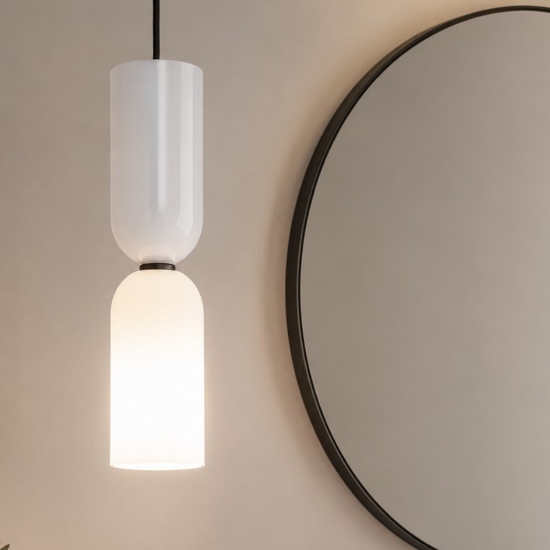 Maytoni memory lampadario a sospensione bianca minimal per bagno