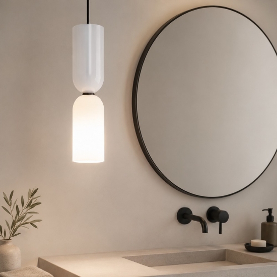 Maytoni memory lampadario a sospensione bianca minimal per bagno