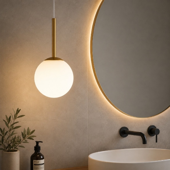 Maytoni basic form lampadario a sospensione per bagno sfera in vetro